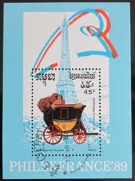 Poštová známka Kambodža 1989 Dostavník Mi# Block 169