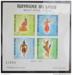 Poštová známka Laos 1969 Krá¾ovský balet Mi# Block 47 II Kat 25€
