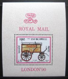 Poštová známka Kambodža 1990 Poštový dostavník Mi# Block 172