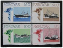 Poštové známky Faerské ostrovy 1977 Rybáøské lode Mi# 24-27