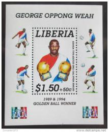 Poštová známka Libéria 1995 George Weah Mi# Block 141