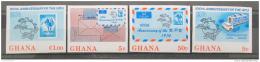 Poštové známky Ghana 1974 Výroèí UPU, neperf. Mi# 548-51 B