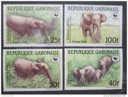 Poštové známky Gabon 1988 Slony, WWF Mi# 1009-12 
