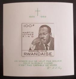 Potov znmka Rwanda 1968 Martin Luther King, neperf. Mi# Block 14 B