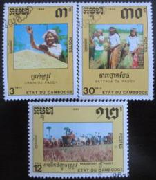 Poštové známky Kambodža 1990 Rýže Mi# 1105-07