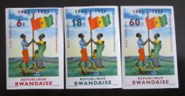 Poštové známky Rwanda 1972 Nezávislost , neperf. Mi# 497-9 B Kat 15€