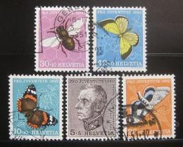 Poštové známky Švýcarsko 1950 Hmyz, Pro Juventute Mi# 550-54 Kat 37€
