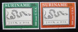 Poštové známky Surinam 1976 Americká revolúcia Mi# 736-37