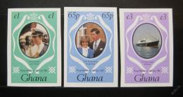 Poštové známky Ghana 1981 Krá¾ovská svadba neperf. Mi# 895-97 B