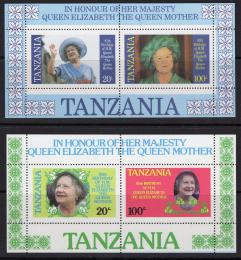 Poštové známky Tanzánia 1985 Krá¾ovna Matka Mi# Block 42-43
