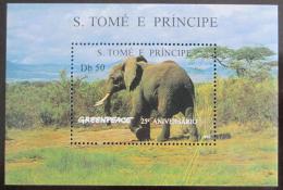 Poštová známka Svätý Tomáš 1996 Greenpeace, Slon Mi# Block 351