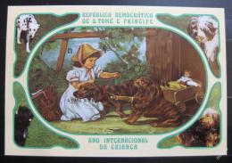 Poštová známka Svätý Tomáš 1981 Dívka a psi Mi# Block 76 B Kat 22€