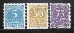 Poštové známky Nemecko 1923 Nominál Mi# 274-76 Kat 36€