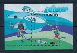 Poštová známka Kongo 1993 Ponorka Mi# Block 112
