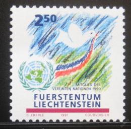 Poštová známka Lichtenštajnsko 1991 Èlenství v OSN Mi# 1015