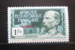 Poštová známka Francúzska rovníková Afrika 1940 Emile Gentil, pretlaè Mi# 126 b