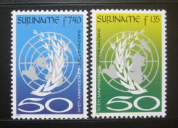 Poštové známky Surinam 1995 Výroèí OSN Mi# 1521-22 Kat 6.50€