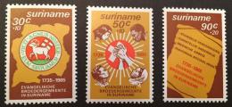 Poštové známky Surinam 1985 Evangelická bratrstvo Mi# 1154-56