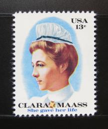 Poštová známka USA 1976 Clara Maass, zdravotní sestra Mi# 1286
