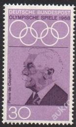 Poštová známka Nemecko 1968 Pierre de Coubertin Mi# 563