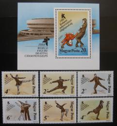 Poštové známky Maïarsko 1988 MS v krasobruslení Mi# 3959-62 + Block 195