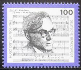 Poštová známka Nemecko 1992 Hugo Distler, skladatel Mi# 1637