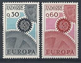 Poštové známky Andorra Fr. 1967 Európa CEPT Mi# 199-200 Kat 12€