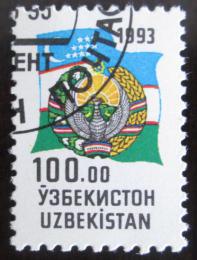 Poštovní známka Uzbekistán 1993 Státní vlajka a znak Mi# 33