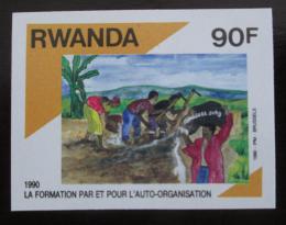 Poštová známka Rwanda 1991 Stavba silnice neperf. Mi# 1449 B