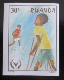 Poštová známka Rwanda 1991 Futbal neperf. Mi# 1144 B