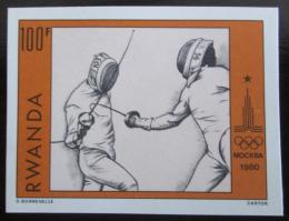 Poštová známka Rwanda 1980 LOH Moskva, šerm neperf. Mi# 1049 B Kat 9€