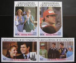 Poštové známky Svätý Vincent Gren 1986 Krá¾ovská svadba Mi# 497-500