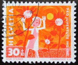 Poštová známka Švýcarsko 1962 Dívka a sluneènice Mi# 761 