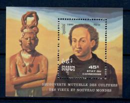 Poštová známka Kambodža 1990 Objevení Ameriky Mi# Block 180 