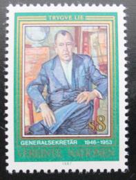 Poštová známka OSN Viedeò 1987 Trygve Lie, norský politik Mi# 68