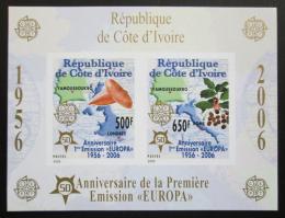 Poštové známky Pobrežie Slonoviny 2005 Európa CEPT, 50. výroèie, neperf. Mi# Block 171 B Kat 16€
