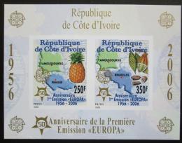Poštové známky Pobrežie Slonoviny 2005 Európa CEPT, 50. výroèie, neperf. Mi# Block 172 B Kat 16€