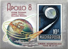 Poštová známka Maïarsko 1969 Projekt Apollo 8 Mi# Block 68