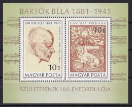 Poštové známky Maïarsko 1981 Béla Bartók Mi# Block 148