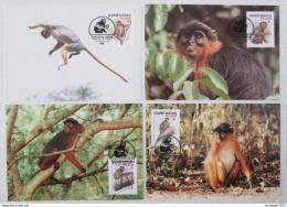 Maxikarty Guinea-Bissau 1992 Opice, WWF 135 Mi# 1185-88