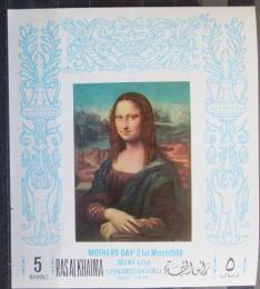 Poštová známka Rás al-Chajma 1968 Mona Lisa neperf. Mi# Block 40 B 10€