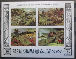 Poštové známky Rás al-Chajma 1969 Umenie neperf. Mi# Block 70 B Kat 17€