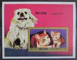 Poštová známka Umm al-Kuvajn 1972 Pes a maèky Mi# Block 55