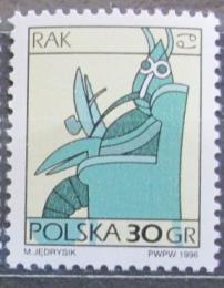 Poštová známka Po¾sko 1996 Znamení, rak Mi# 3588