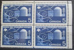 Poštové známky Kanada 1966 Atomová energie ètyøblok Mi# 393