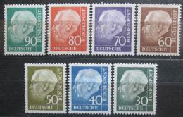 Poštové známky Nemecko 1956-57 Prezident Heuss Mi# 259-65 Kat 40€