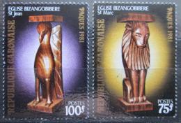 Poštové známky Gabon 1981 Ve¾ká noc, døevoøezby Mi# 767-68