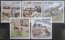 Poštové známky Svätý Tomáš 2009 Fauna a parní lokomotívy Mi# 4231-35 Kat 12€