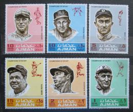 Poštové známky Adžmán 1969 Baseballoví hráèi Mi# 388-93