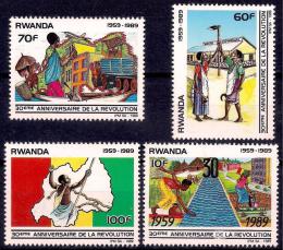 Poštové známky Rwanda 1990 Revoluce, 30. výroèie Mi# 1425-28 Kat 8.50€